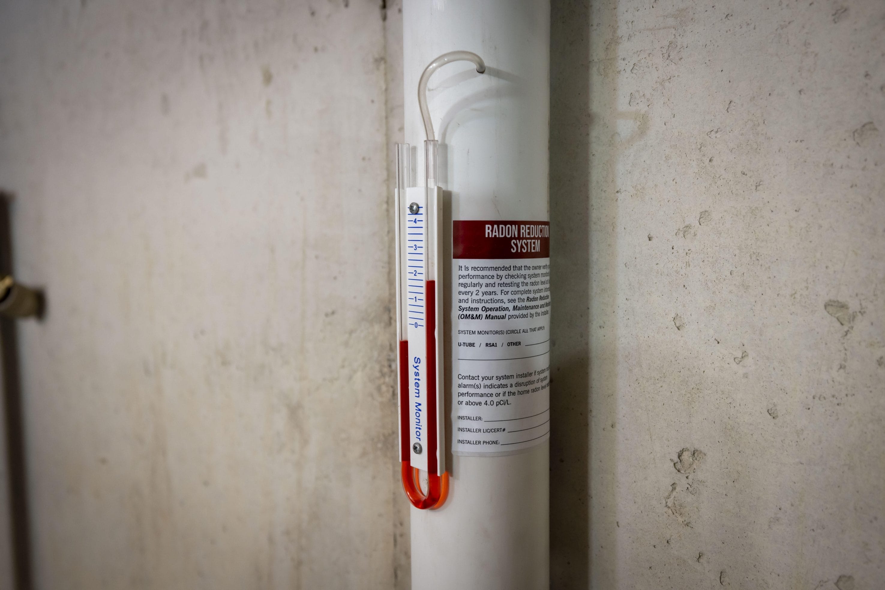 Radon reduction system in commercial building
