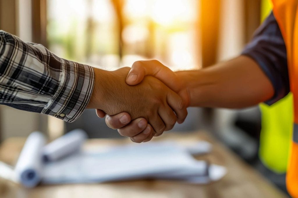 Handshake sealing a commercial radon mitigation deal in Arizona
