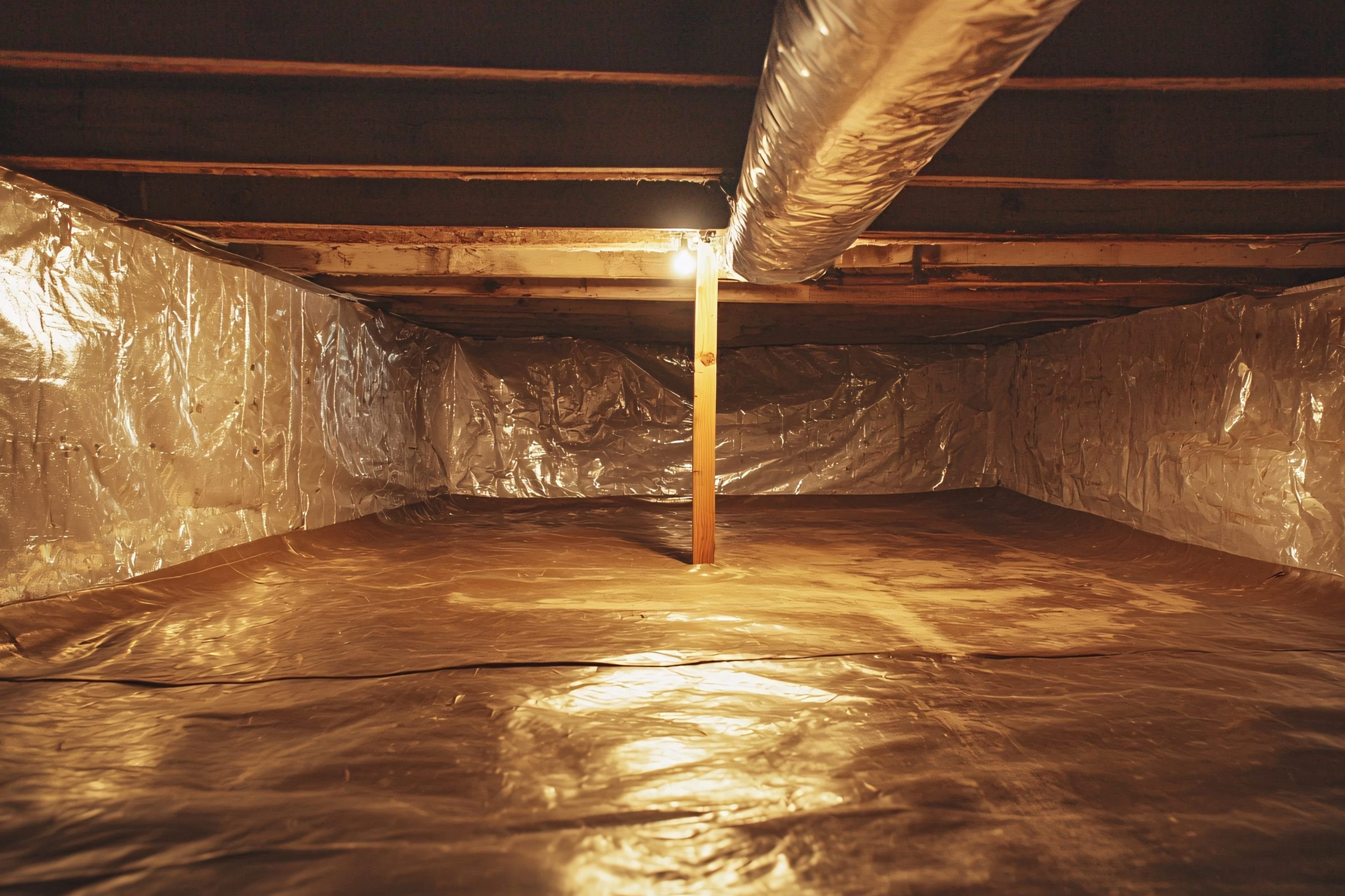 Crawlspace Encapsulation with Vapor Barrier Installation
