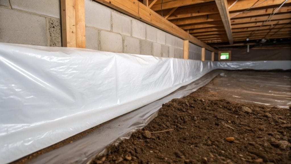Crawl space vapor barrier installation in Arizona home
