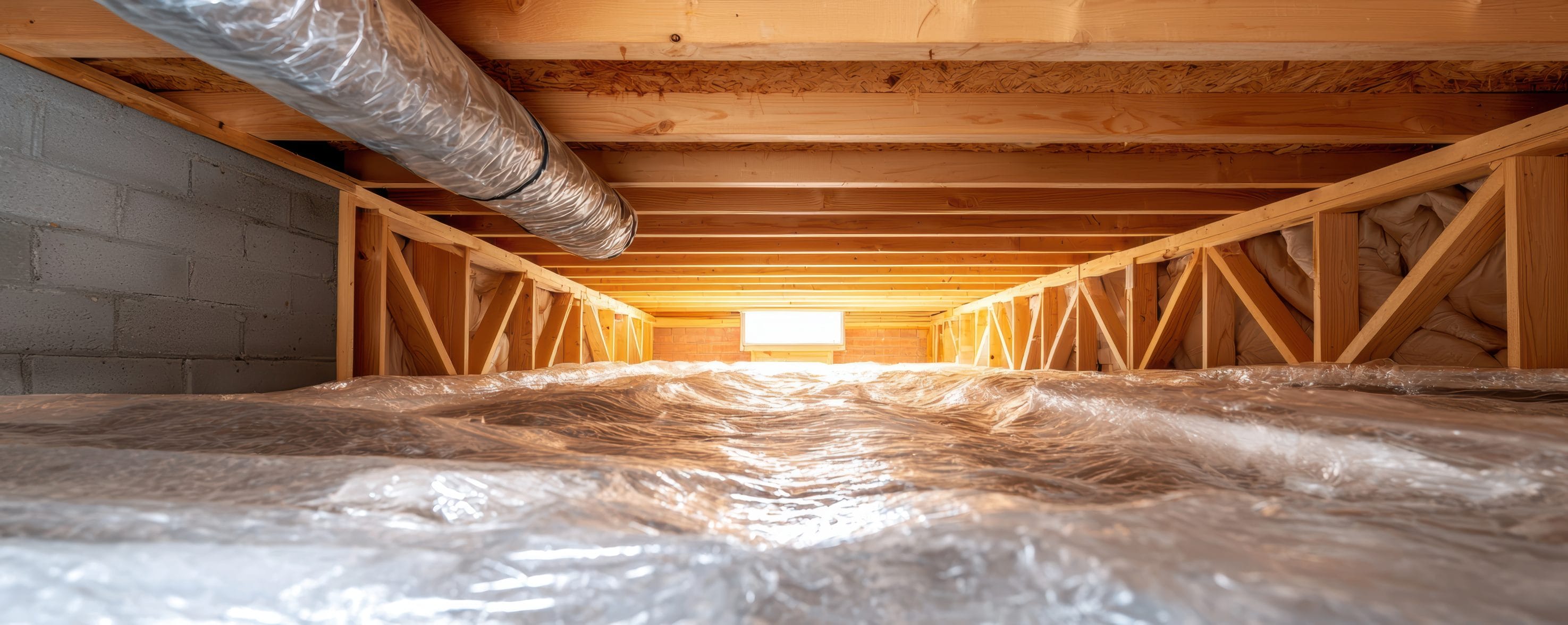 Crawlspace Encapsulation with Vapor Barrier and Insulation
