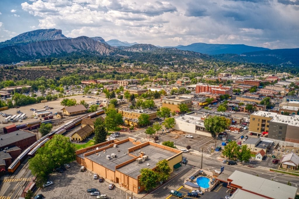 Aerial View of Durango Colorado for Radon Services Promotion
