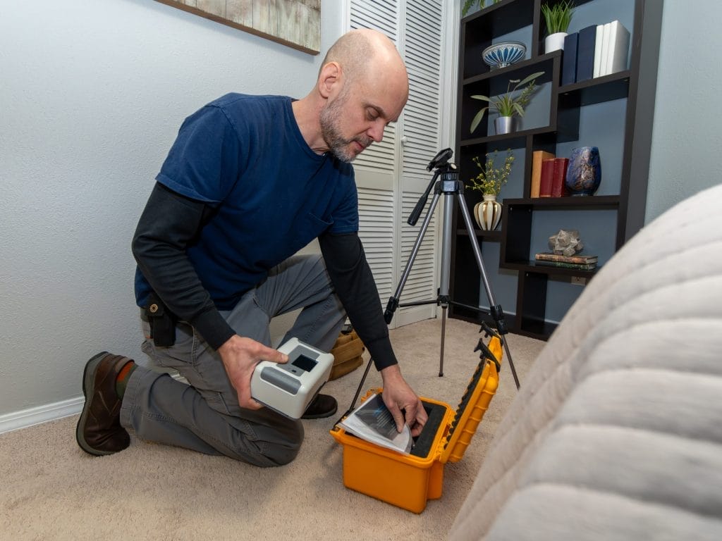 Technician Performing Residential Radon Testing