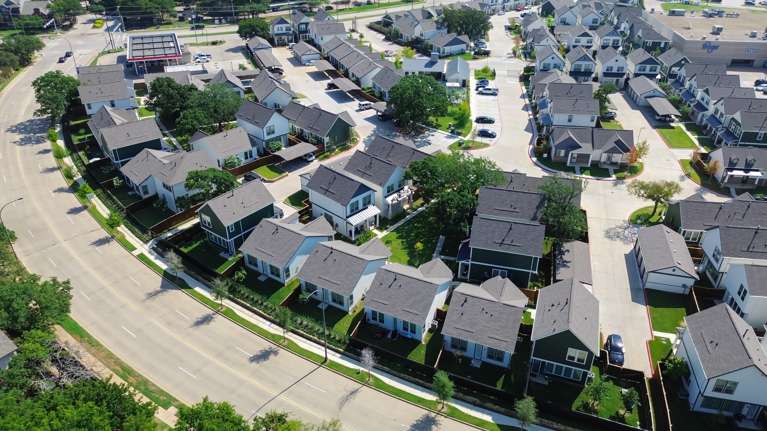 Aerial View of Residential Neighborhood for Radon Testing
